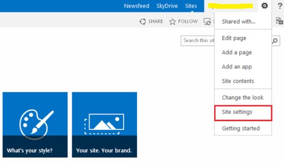 site settings in share point